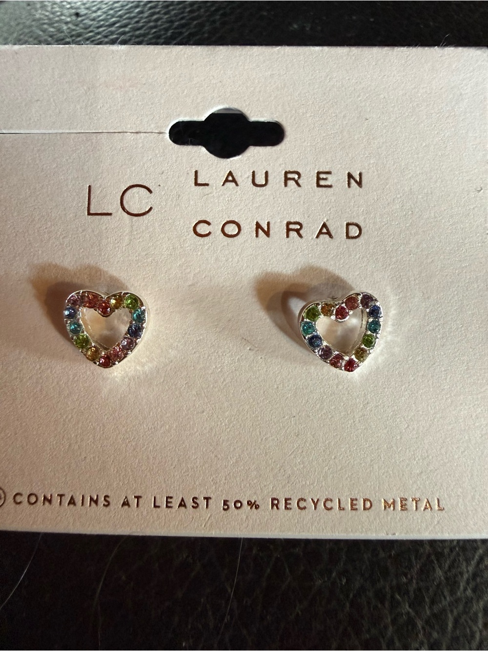 LC Lauren Conrad Multicolor Heart Stud Earrings